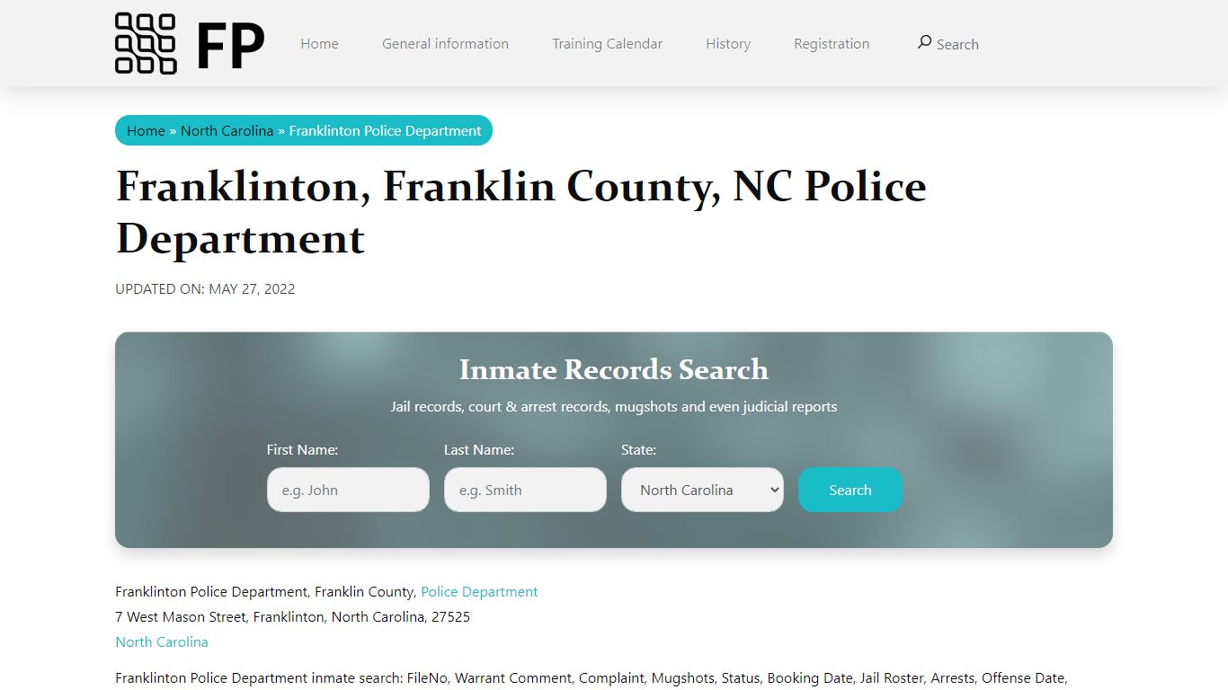 Franklinton, NC Police - City Jail Inmates, Arrests