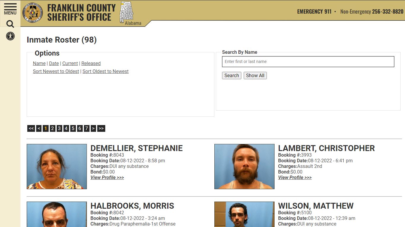 Inmate Roster - Current Inmates Booking Date Descending ...